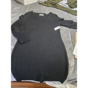 Old Navy Sweater Dress Gray Knitted Minimalist V Neck Cotton Blend new with tags